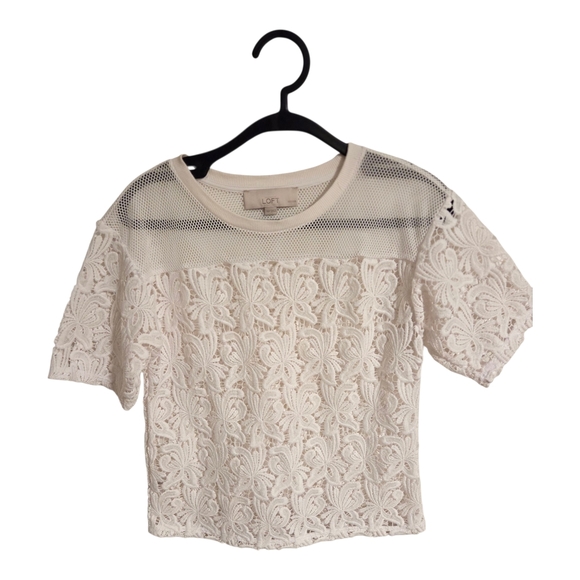 LOFT Ivory Lace Blouse - Picture 1 of 3